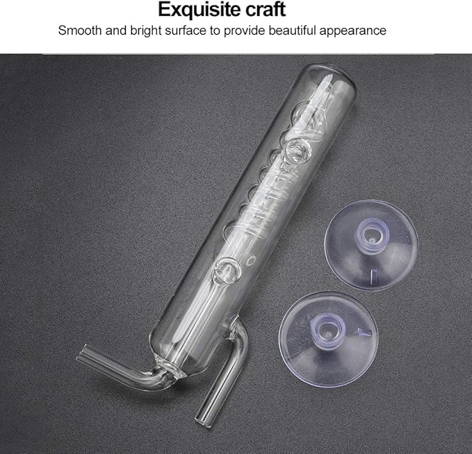 Carbon Dioxide Bubble Counter, High Transparent Crystal Glass Aquarium Bubble Counter, Screw Fish CO2 External Bubble Gauge Glass Spiral Regulator