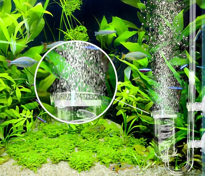 CO2 Diffuser Aquarium Glass Spiral CO2 Atomizer Diffuser Bubble Counter Check with Suction Cup for Aquarium Planted Fish Tank Supply Accessories