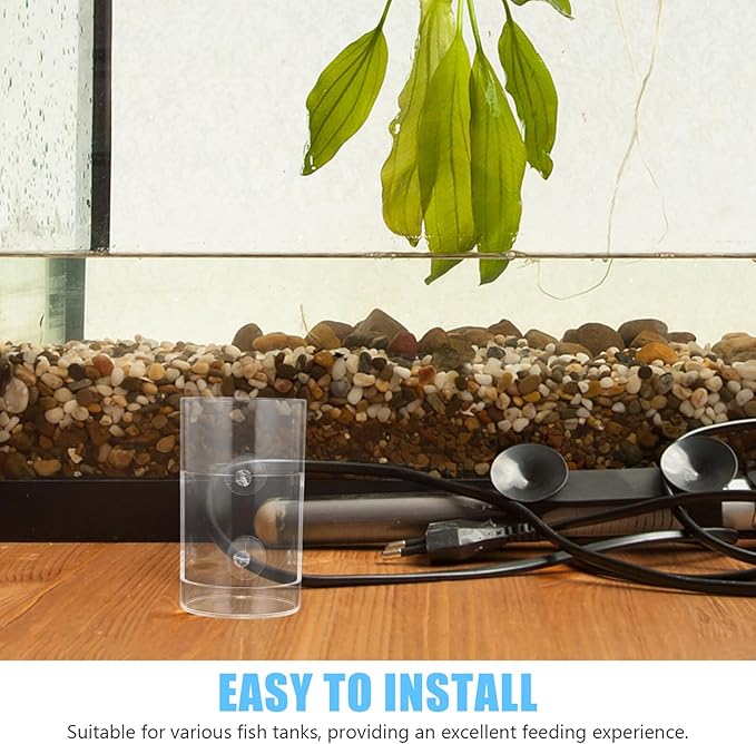 TOYANDONA Acrylic Aquarium Fish Feeding Dish Automatic Feeder with Suction Cup for Shrimp and Snail Feeding Small Fish Tank Accessory