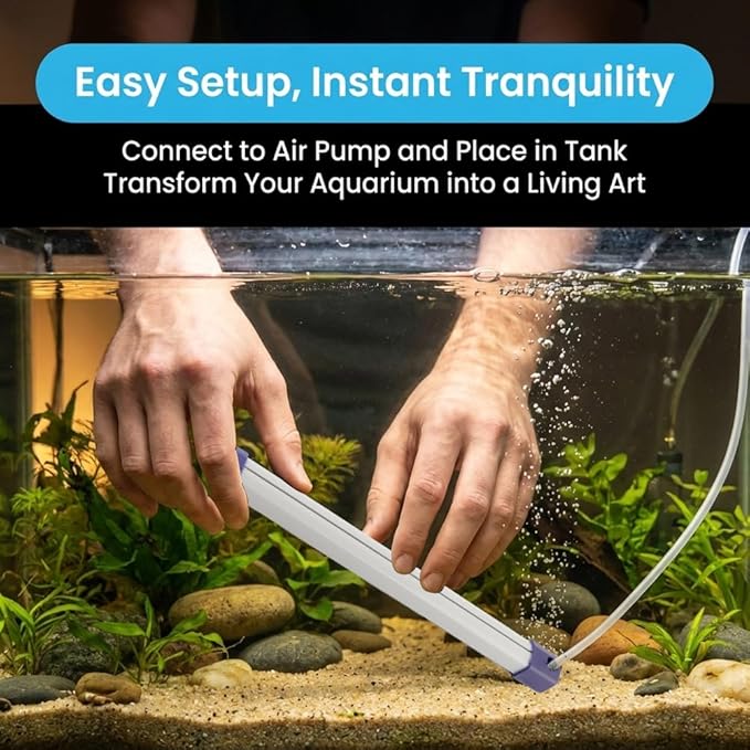 9.8 Inch Aquarium Bubble Strip, Quiet Oxygen Diffuser Bubble Curtain Wall, Self-Sinking Design, Fish Tank Bubbler Decorations for Freshwater Saltwater