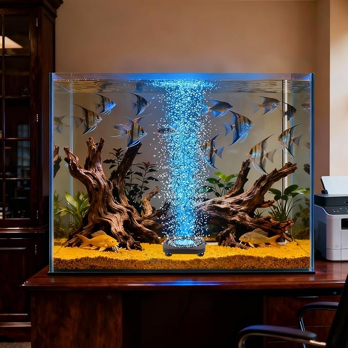 Submersible Fish Tank Decor Light: Aquarium Bubble LED Lights - IP68 Waterproof APP Remote Control 5050 RGB Color Changing Aquarium Decor Bubble Lamp for Fish Enthusiasts Aquatic Pets