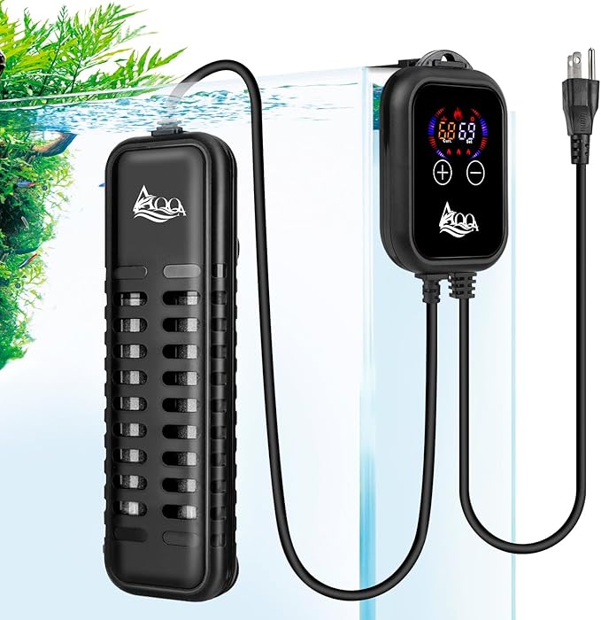 AQQA 1200W Submersible Aquarium Heater for Fish Tank 150-300 Gallon Aquarium Digital Thermostat Pond Heater with Overheating & Dry-Run Protection for Freshwater and Saltwater, Temperature Range 59-93℉