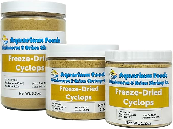 Cyclops/Copepods - Freeze Dried Cyclops/Copepods for All Tropical Fish Fry, Babies, Corals, Sea Anemones, Marines, All Tropical Fish…3.8oz Lg Round Jar