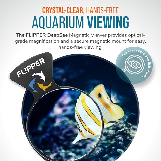 FLIPPER DeepSee Nano 3″ Magnetic Aquarium Viewer – Optical-Grade Magnifying Lens for Clear Underwater Viewing – Reef & Freshwater Tank Accessory for Fish, Coral & Aquascapes (Up to 3/8″ Glass) – Black