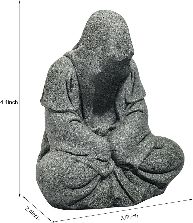 Fish Tank Buddha Statue Sandstone Ornament,Zen Garden Aquarium Decor,Meditating Statues for Underwater Landscaping