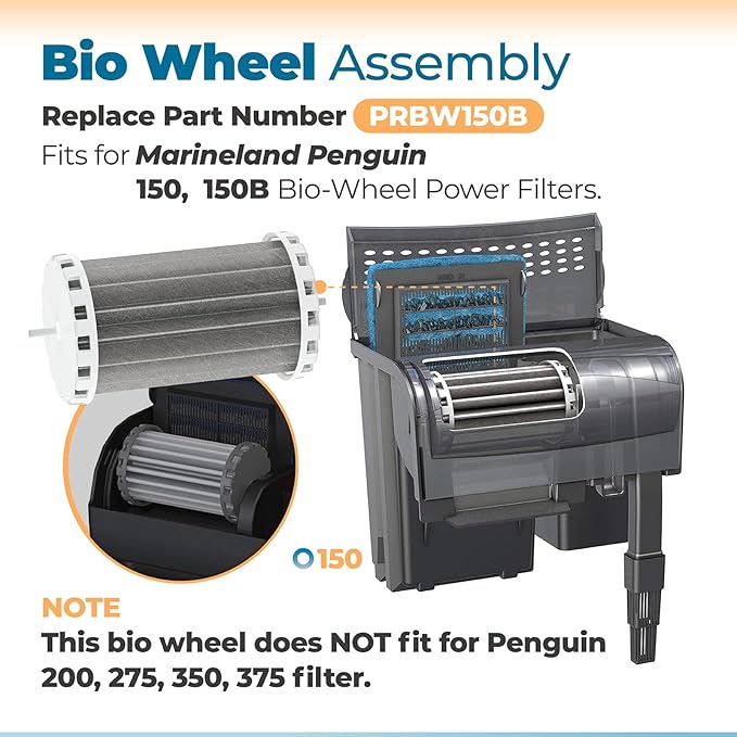 ANTOBLE PRBW150B 150B Bio Wheel Assembly Fish Tank Aquarium Filter Compatible with Marineland Penguin 150 Bio-Wheel Power Filters
