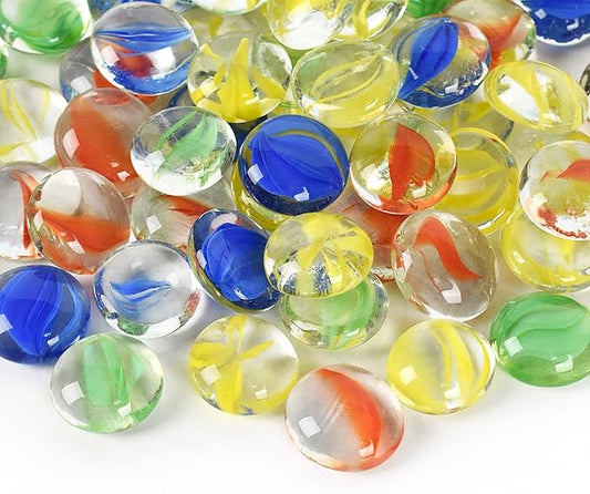 Flat Glass Marbles, 1Lb 0.75 Inch Glass Gems for Vase Filler, Crafts, Aquarium and Fish Tank Pebbles, Party Centerpieces, Floral Display