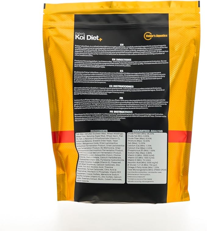 Fisher's Aquatics Koi Fish Food - 2.0 lb Small 3mm Floating Pellets, Koi & Goldfish Food for Ponds, All Seasons
