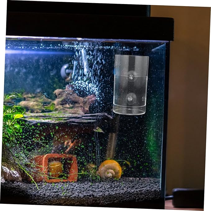 Mikikit Aquarium Acrylic Fish Feeder Cup Multi-Purpose Shrimp and Fish Feeding Dish Automatic Feeding Tool for Tanks Clear Bowl for Aquatic Creatures
