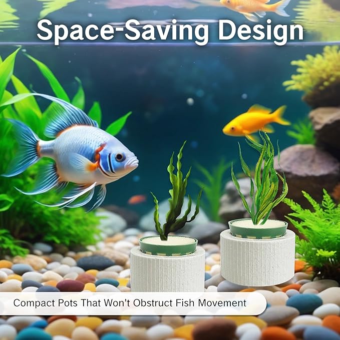 2 Pack Aquarium Plant Weights Ceramic Fish Tank Plant Holder Ideal for Live Plants Anti Floating Aquatic Plant Ring Anchors Keep Plants in Place Aquarium Decoration Accessories