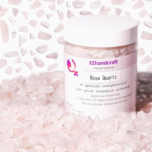 Rose Quartz & Clear Quartz Crystal Chips 1lb (1200+ Pieces) – 5-8mm Natural Healing Stone Mix for Crafts, Plants, Aquarium & DIY Gifts