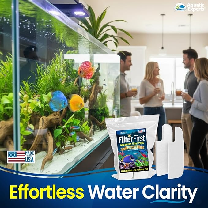 Aquatic Experts FilterFirst + Polishing Pad Combo – Precut Aquarium Filter Floss & Water Polishing Media for Ultra Clear Water – 6 Pack Combo (6 FilterFirst + 6 Polishing Pads), Tidal 110 Compatible