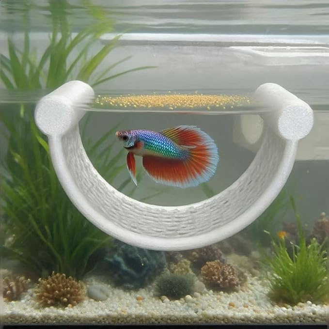 White Betta Fish Hammock – Minimalist Floating Rest Platform for Shrimp, Nano Fish, and Bettas – Clean Aquarium Perch Ledge, Aquascape Decor for Low Flow Tanks, Floating Bed for Small Fish