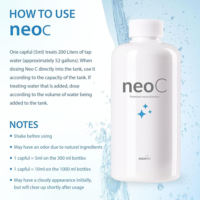 Aquario Neo C – Ammonia Neutralizer for Fish Tank and Chlorine Remover, Liquid Conditioner for Freshwater Fish Tank - Water Conditioner for Aquarium Tank - 300ml