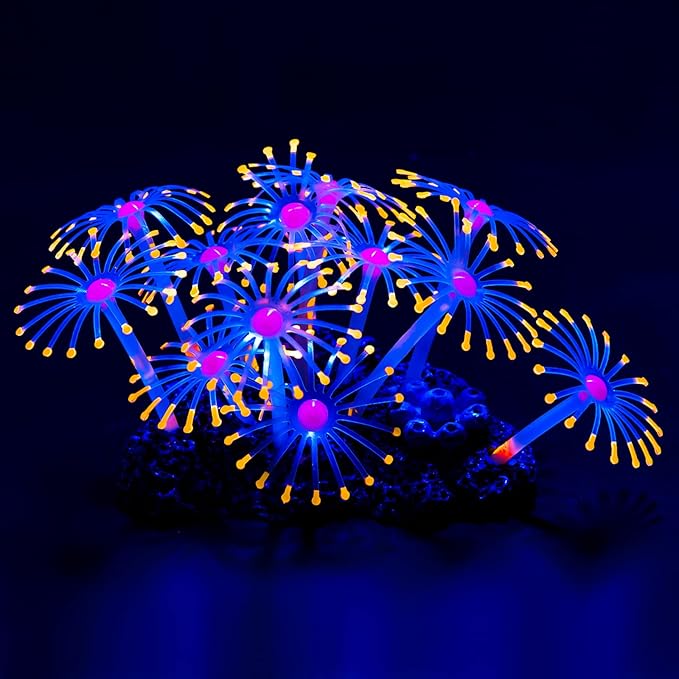 Uniclife Glowing Effect Artificial Coral Plant for Fish Tank, Decorative Aquarium Ornament, Orange