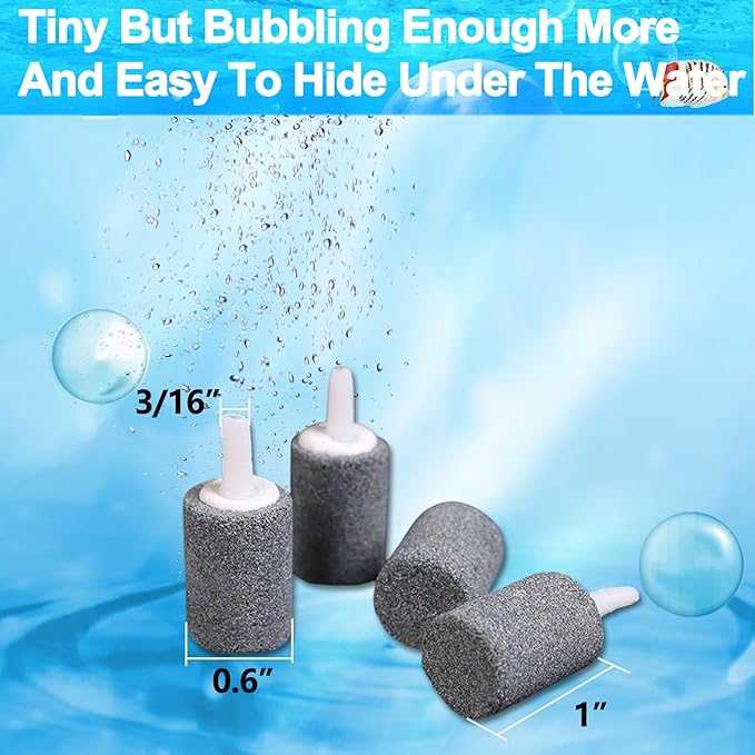 10 Pack Aquarium Air Stones - Air Pump Accessories of 1 Inch Cylinder Fish Tank Air Stone Aerator Bubble Diffuser for Nano Air Pumps Fish Tanks and Small Buckets