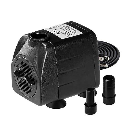 Simple Deluxe 4.3ft High Lift 160GPH 8W Water Table Pump (600L/H) with 2 Nozzles, Perfect for Fish Tank, Pond, Aquarium, Hydroponics, Black