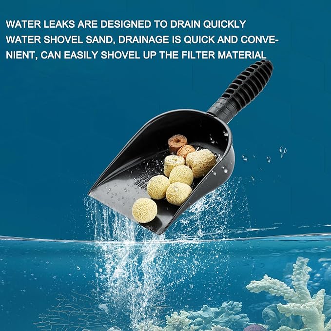 Aquarium Sand Shovel, Multi Purpose PVC Fish Tank Litter Scoop, Detachable Handle - Ergonomic Design, Water Drainage, Ideal for Pets and Fish Tanks