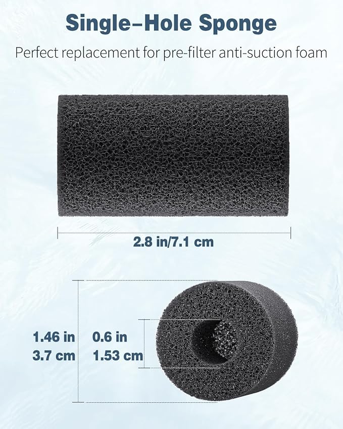 Pawfly 6 Pack Pre-Filter Sponge, 0.6" Aquarium Intake Filter Sponge Foam Cover Rolls for Small Fish Shrimp Fry Fish Tank Covers Accessories