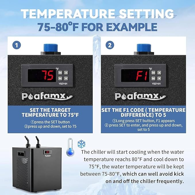 160L/300L/500L/1000L Aquarium Chiller, 1/10HP 1/3HP 1/2HP 1HP Active Aqua Water Chiller, Fish Tank Chiller for Hydroponics Systems, for Fresh and Saltwater Fish Tank,ForFishTankOnly-500L/132Gal