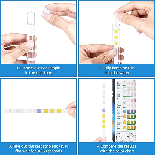 SEAOURA 9-in-1 Aquarium Test Kit for Fish Tanks - 65 Strips Water Testing Strips for Aquariums & Ponds Accurate Testing Iron，Copper，Nitrate，Nitrite，Chlorine，Hardness，Alkalinity，Carbonate，pH