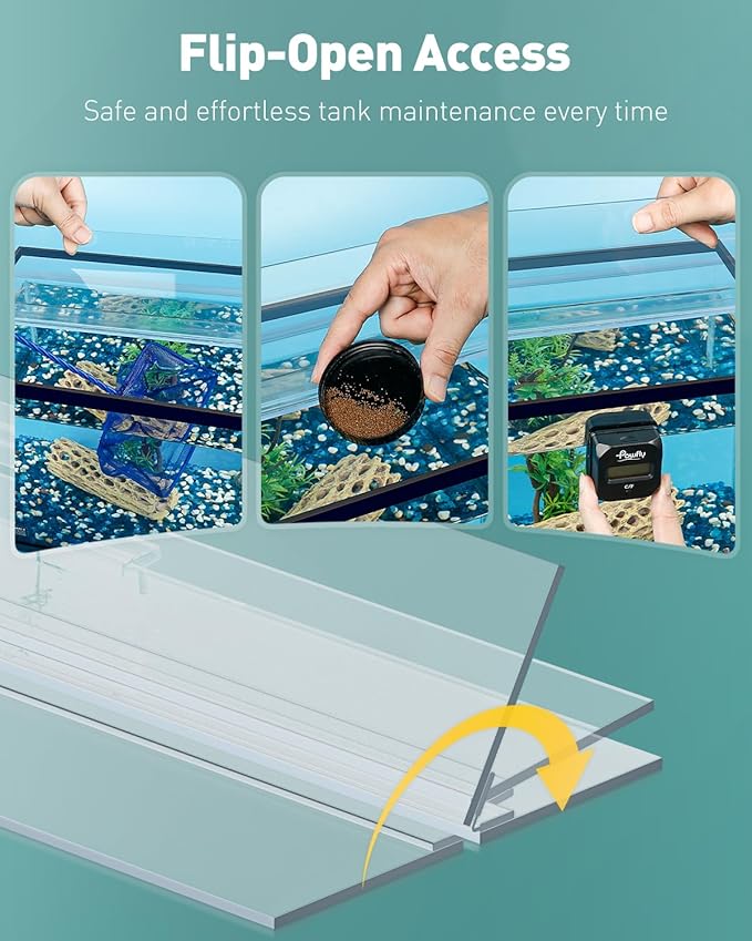 Pawfly 10 Gallon Fish Tank Lid, 19.3" x 9.65" x 0.14", Clear Polycarbonate Canopy for Aquariums Without Center Brace, 10 Gallon Aquarium Lid Aquarium Hood, Long Tank Lid, Plastic Fish Tank Cover