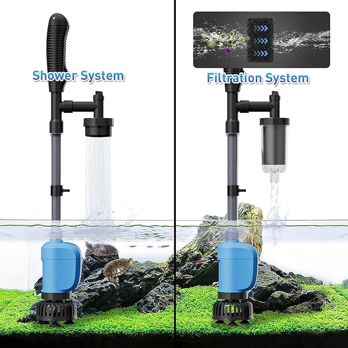 6-in-1 Electric Aquarium Gravel Cleaner, 530GPH Fish Tank Vacuum Cleaner with Water Changer, Sand Washer, Debris Remover & Circulation Pump, Quiet 32W Pump