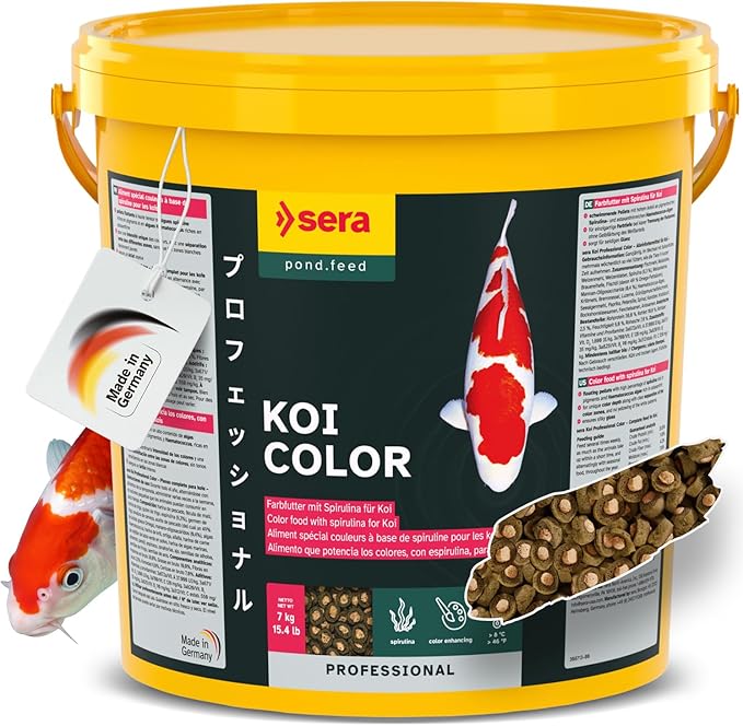 Sera Koi Professional Color 15.43lb | Spirulina & Haematococcus Algae for Vibrant Colors and Ideal Growth | Co-Extrusion Technology for Optimal Health | Floats for Year-Round Feeding Above 46°F