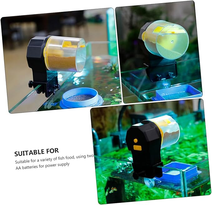 jojofuny Automatic Fish Feeder for Aquarium and Pond Adjustable Timer Fish Food Vacation Feeder Yellow Non-Battery Operated Mechanical Dispenser for Goldfish and Turtle Tanks