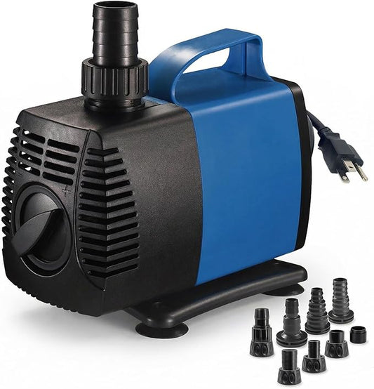 Aqua Dream 713 GPH Amphibious Water Pump - 45W Submersible or Inline External Pump with Corrosion Resistant Ceramic Shaft, 8.5ft Max Lift for Aquariums, Ponds, and Hydroponics - 4 Pcs
