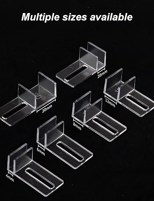 Aquarium Lid Clips 6/10 Pcs Fish Tank Lid Acrylic Holders – Secure Bracket Support for Rimless Aquarium Glass(20mm,6pcs)