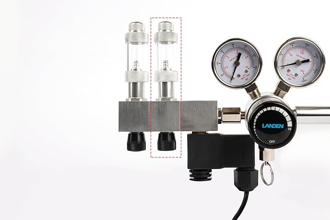 LANDEN AverVita Adv CO2 Regulator, Big Dual Gauges Display, 12V DC Solenoid with Bubble Counter and Check Valve, Safety Assurance, Fits CGA320 CO2 Cylinder Includes CO2 Indicator Solution Kit