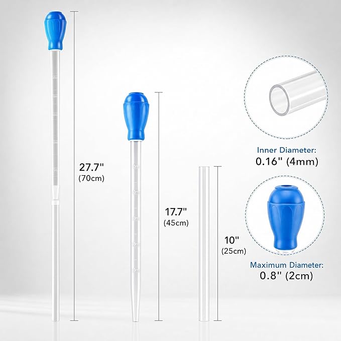 27.7IN Extra Long Blue Turkey Baster for Aquarium, 50ml Fish Tank Cleaning Siphon Aquarium Water Changer, Aquarium Waste Remover