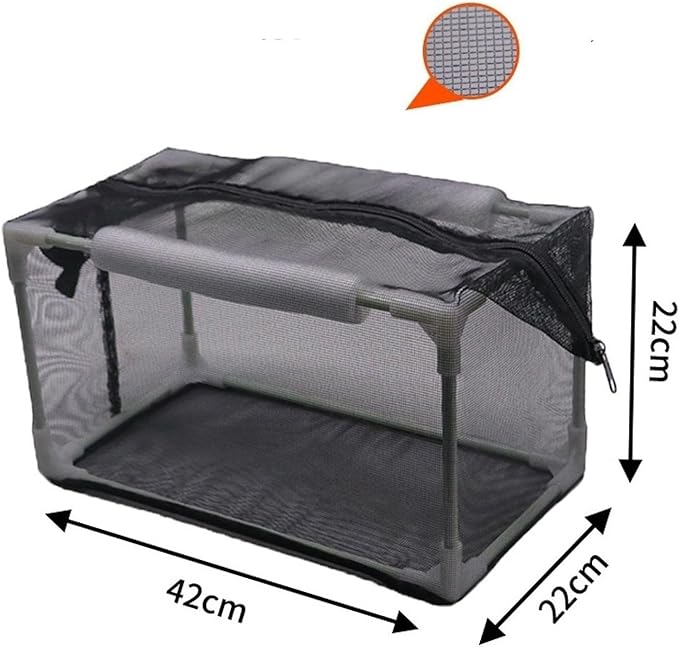 Aquarium Separation Net Breeding Box Nylon Mesh Multipurpose Pp Frame with Zipper for Fish Spawn Hatchery Easily Install, 42x22x22cm