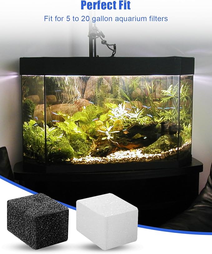 OCHIKI 4 Sets Aquarium Tank Filter Maintenance Kit Fit for AquaClear 20, Three-Stage Filtration Tank Carbon Filter & Foam Filter & Ceramic Rings & Bags for 5 to 20 Gallon Aquariums