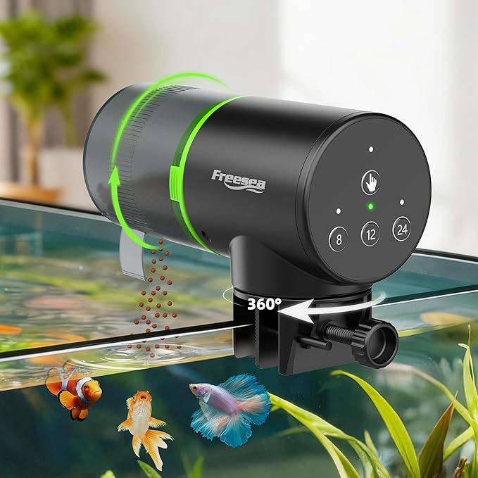 Freesea Automatic Fish Feeder for Aquarium: 3 Timers & One-Touch Easy Setup - 7-14 Day Supply with 200ML Food Dispenser - Worry-Free Vacation Feeding for Betta Turtle Tank