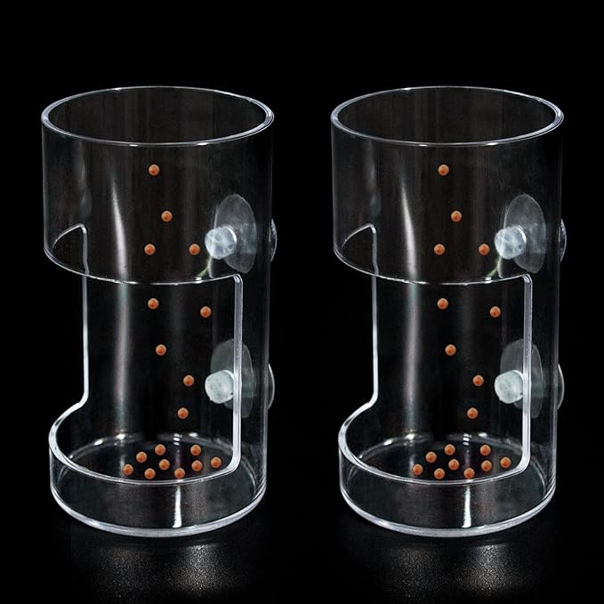 2PCS Round Fish Feeder with Suction Cup Fish Tank Feed Tray Feeding Tube Supplies Breeder Box for Aquarium