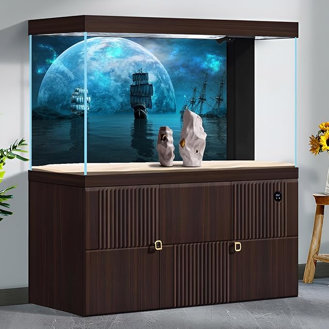 Ocean Blue Planet Aquarium Background Splendid Aurora Deep Sea Sailing Ships Fish Tank Background Night View Seascape Ancient Adventure Pirate Ship Terrarium Backgrounds for Home Tank Decors 36x20in