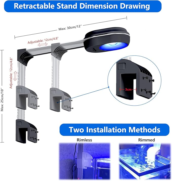 PopBloom RL60 WiFi Reef LED Light, 60W Full Spectrum Marine Reef LED Aquarium Lighting for Soft/LPS Corals & Saltwater Fish Tanks, Built-in Timer, WiFi Phone Programmable, Sunrise Sunset (RL60 WiFi)