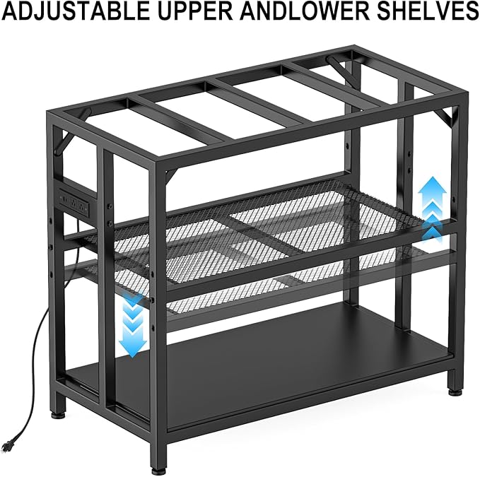 40 Gallon Fish Tank Stand with Power Outlets and Adjustable Shelf, 660LBS Capacity Metal Aquarium Stand for Turtle Tank, Reptile Terrarium and Breeder Tank, Suitable for Home Office, Black