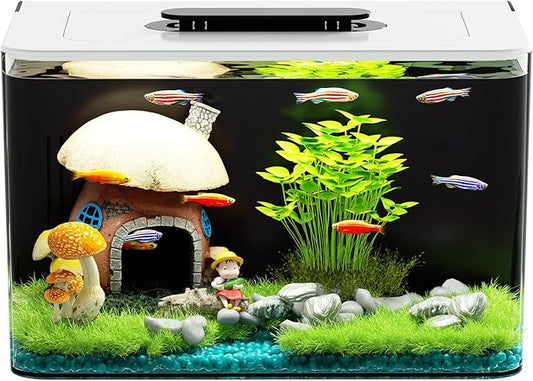 Betta Fish Tank Kit 2.5 Gallon Aquarium with Hidden Filtration, Light, Lid, Small Acrylic Tank for Beta, Shrimp, Guppy