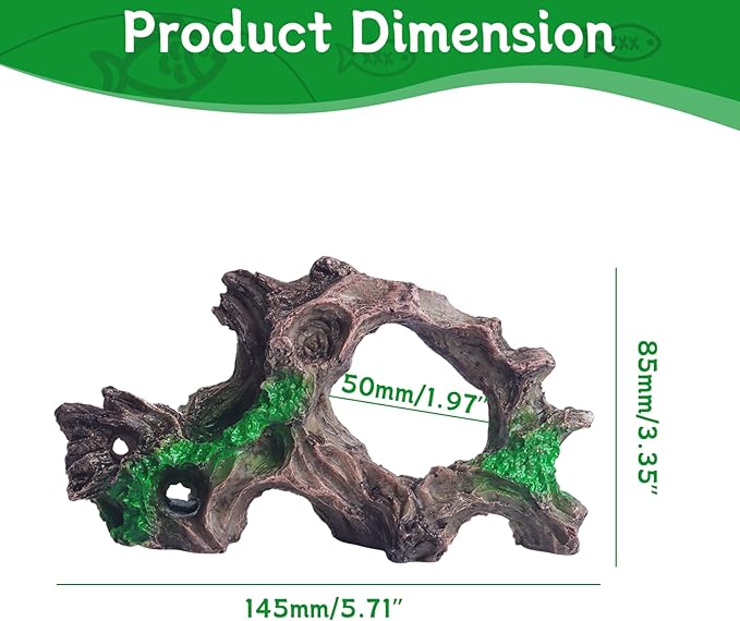 RUIAN Aquarium Tree Root Decor with Plants-Betta Fish Tank Ornament, Realistic Brown&Green Resin Hideaway Shelter for Small Fish(O Tree Root)