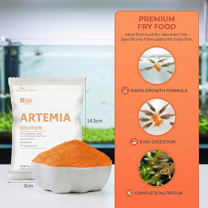 ljhnba 60G Brine Shrimp Shelling Eggfood Aquarium Hatching Tropic Fish Food for Feeding Baby Fishes Artemia Shelling Eggs Artemia Shelling Eggs