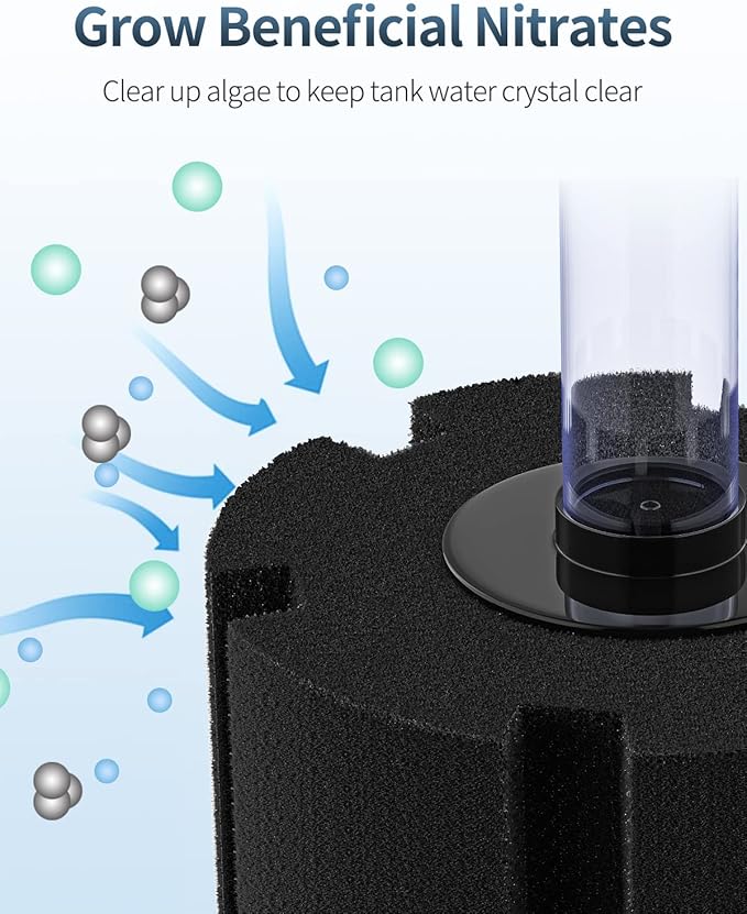 Pawfly Aquarium Bio Sponge Filter Quiet Betta Fry Shrimp and Small Fish Foam Filter for Fish Tanks up to 100 Gallons