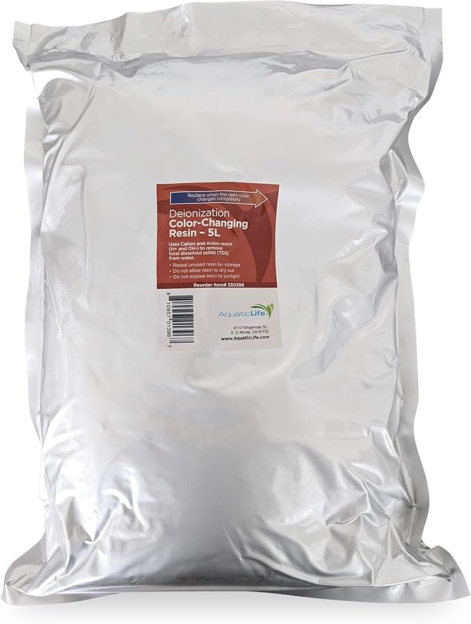 AquaticLife Mixed Bed Color Changing Bulk Deionization DI Resin Refill for Reverse Osmosis Water Filter for RO/DI System for Aquarium, 5 Liter