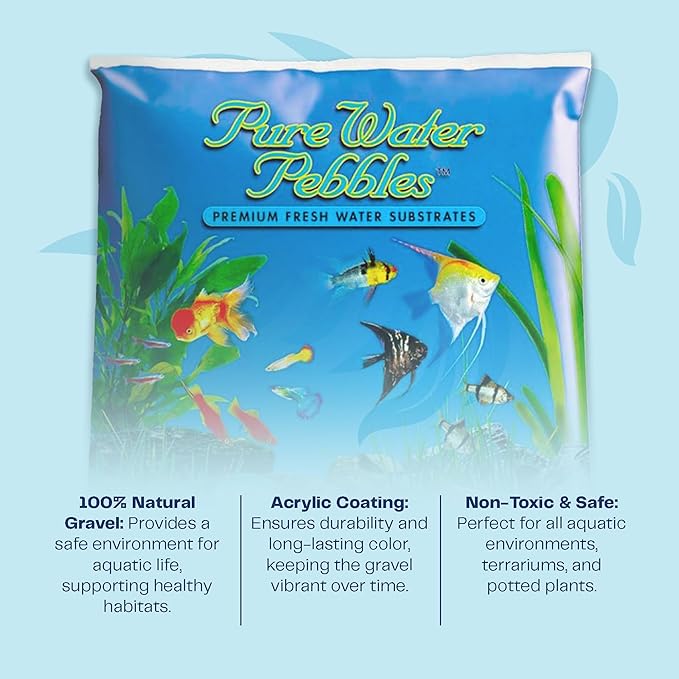 Pure Water Pebbles Blakberry Glo Aquarium Gravel - 5 lbs - Non-Toxic, Colorfast, Vibrant Substrate for Aquariums, Terrariums, Ponds & Crafts