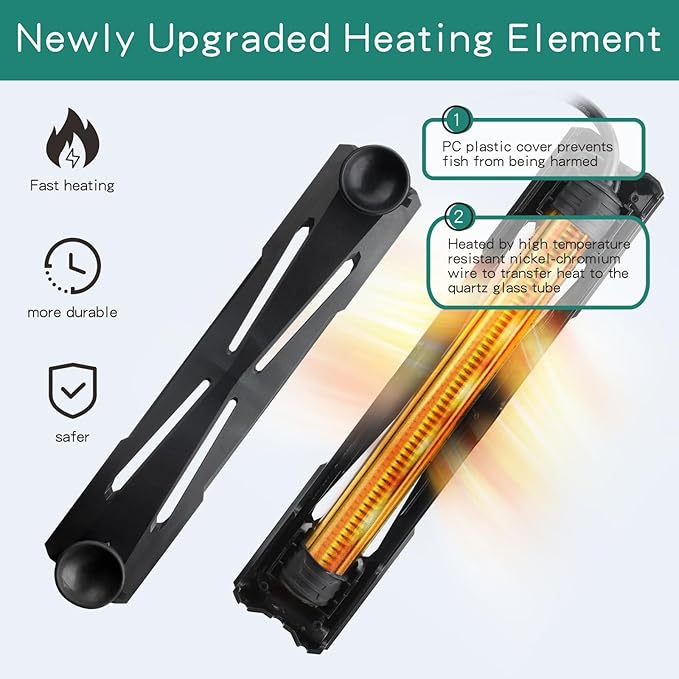 hygger Submersible Aquarium Heater with External Controller & LED Display - 200W Fully Submerged Fish Tank Heater for Freshwater Saltwater - for 25 to 50 Gallon Tanks