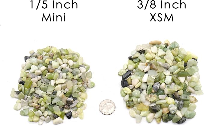Rocks for Plants. Green Jade Decorative Polished Pebbles. 1/5 Inch – 2 lbs for Garden, Vase fillers, Crafting, Succulents, pots, Plants (Mini (0.2 Inch), Green Jade - Polished, 2)
