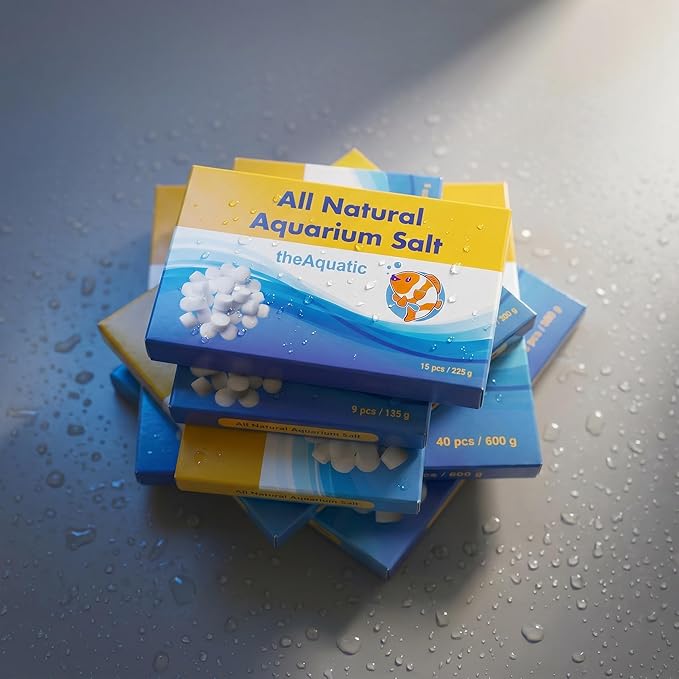 Premium Aquarium Salt, Aquarium Salt Freshwater Tablets for Aquarium Water Treatments Essential Supplies (15 Tablets)