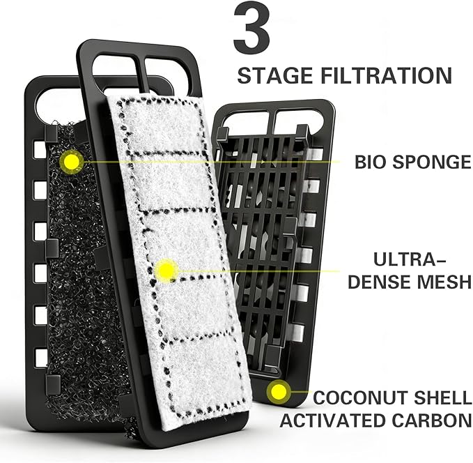 6 Pack Slim Aquarium Filter Cartridge, Replacement Fish Tank Filter Cartridge for Aquarium Internal Filter Suitable for Filter Replacement in Aquarium
